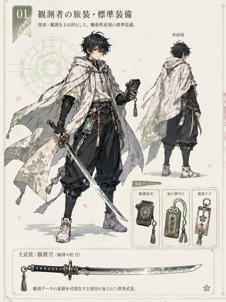 観測者の旅装・標準装備の装備ビジュアル