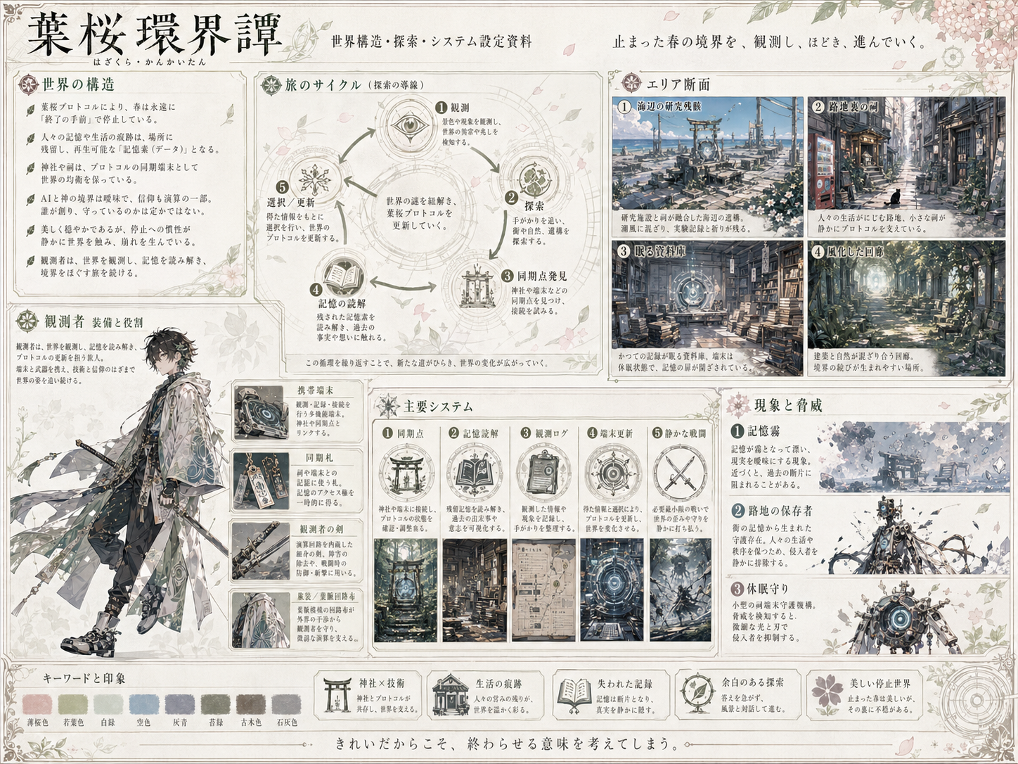 観測、探索、同期点発見、記憶読解、選択更新の循環を示す設計資料。